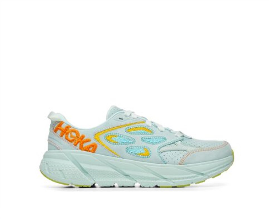 Hoka Clifton L רקמה כחול זכוכית קורנת צהוב